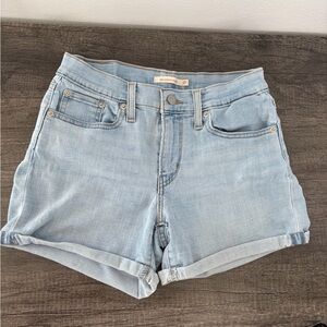 Levi's Light Wash Denim Rolled Hem Shorts